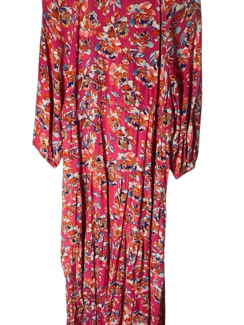 The Pioneer Woman XXXXL Cottagecore Tiered Maxi Dress Rayon Pink Floral Boho NEW - Picture 8 of 13